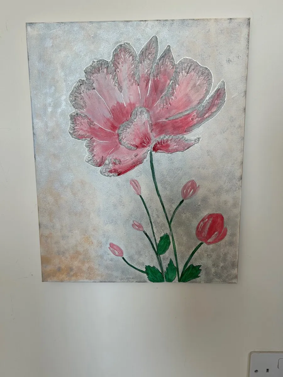 Pink flowers painting - Image 2