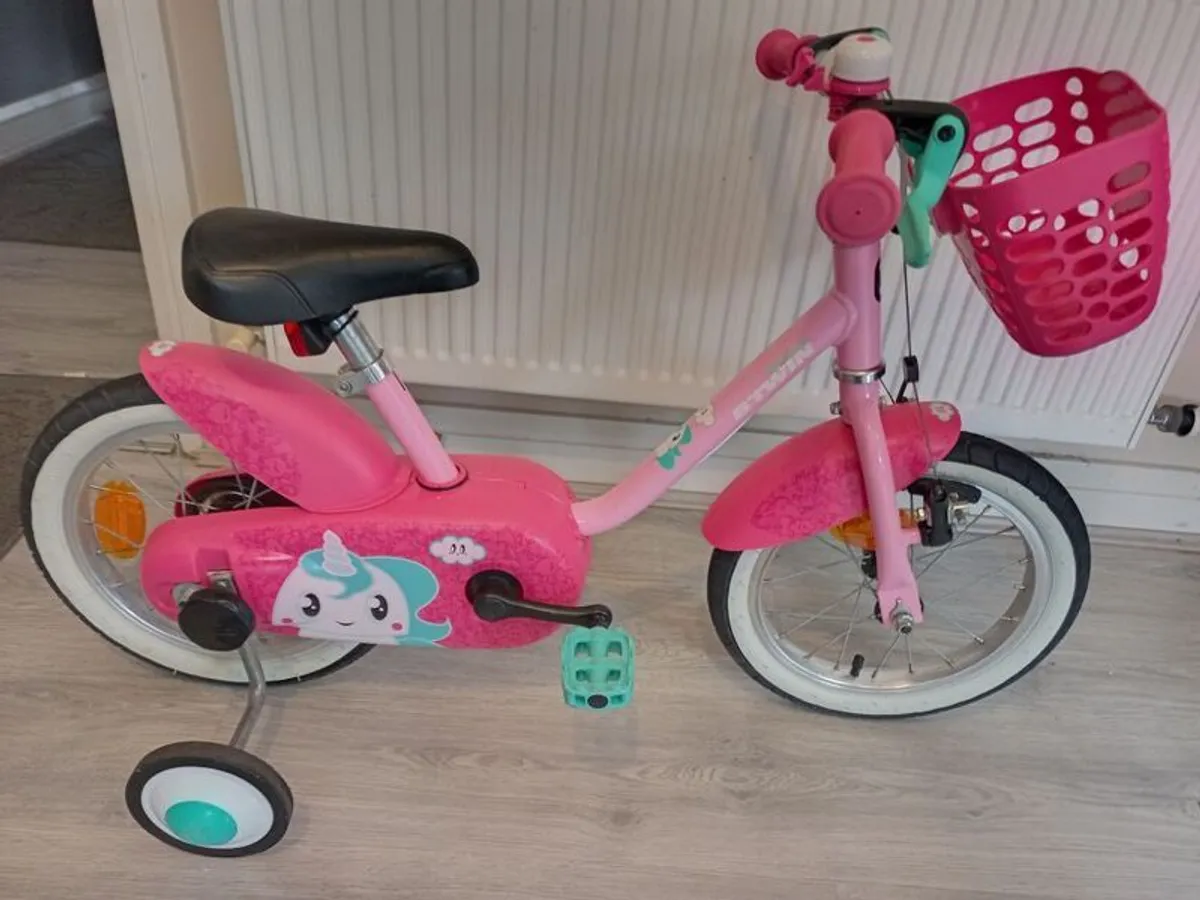 kids unicorn bike size 14 inch wheels - Image 1