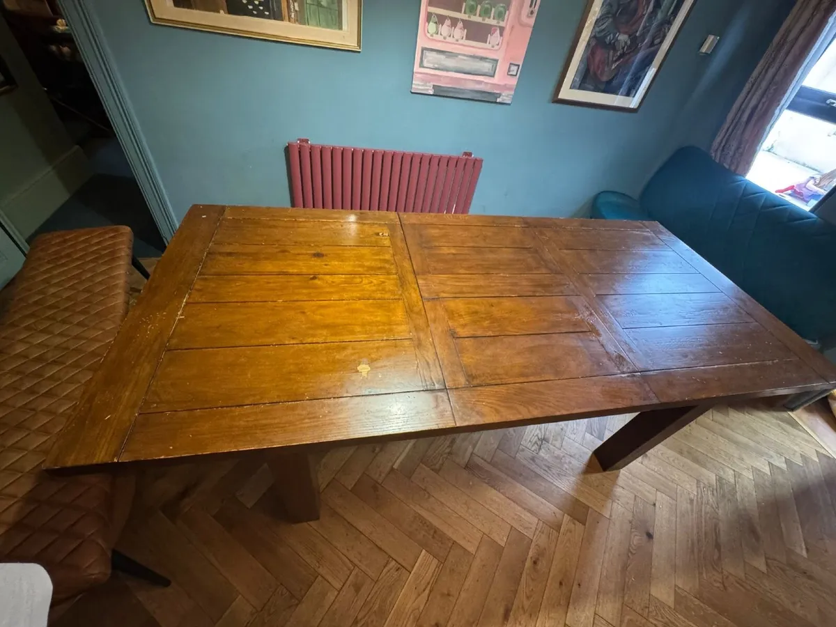 Solid Oak Extendable Dining Table – Chunky and ext - Image 1