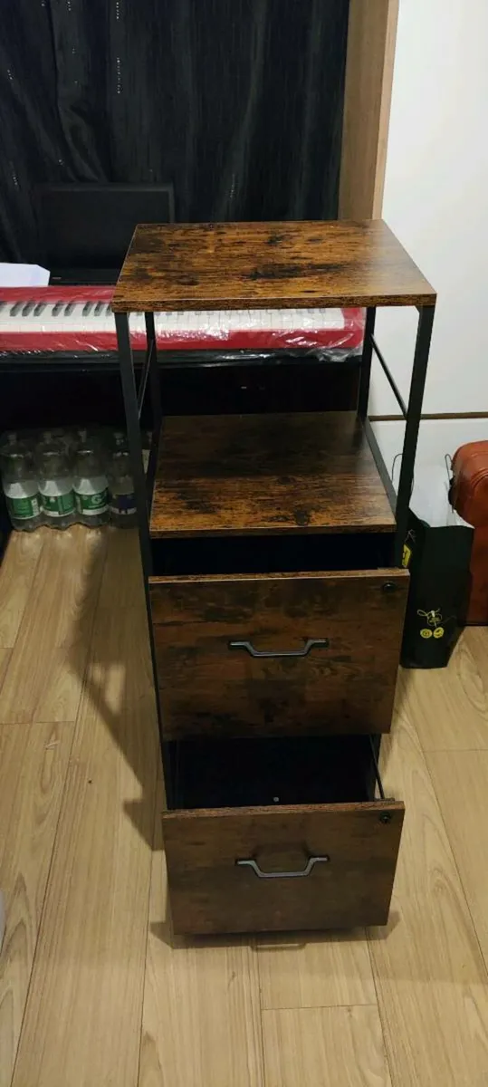 Steel filing cabinet with two drawers and open she - Image 2
