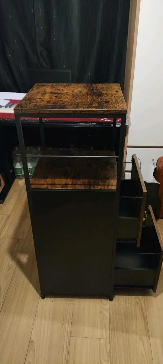 Steel filing cabinet with two drawers and open she - Image 3