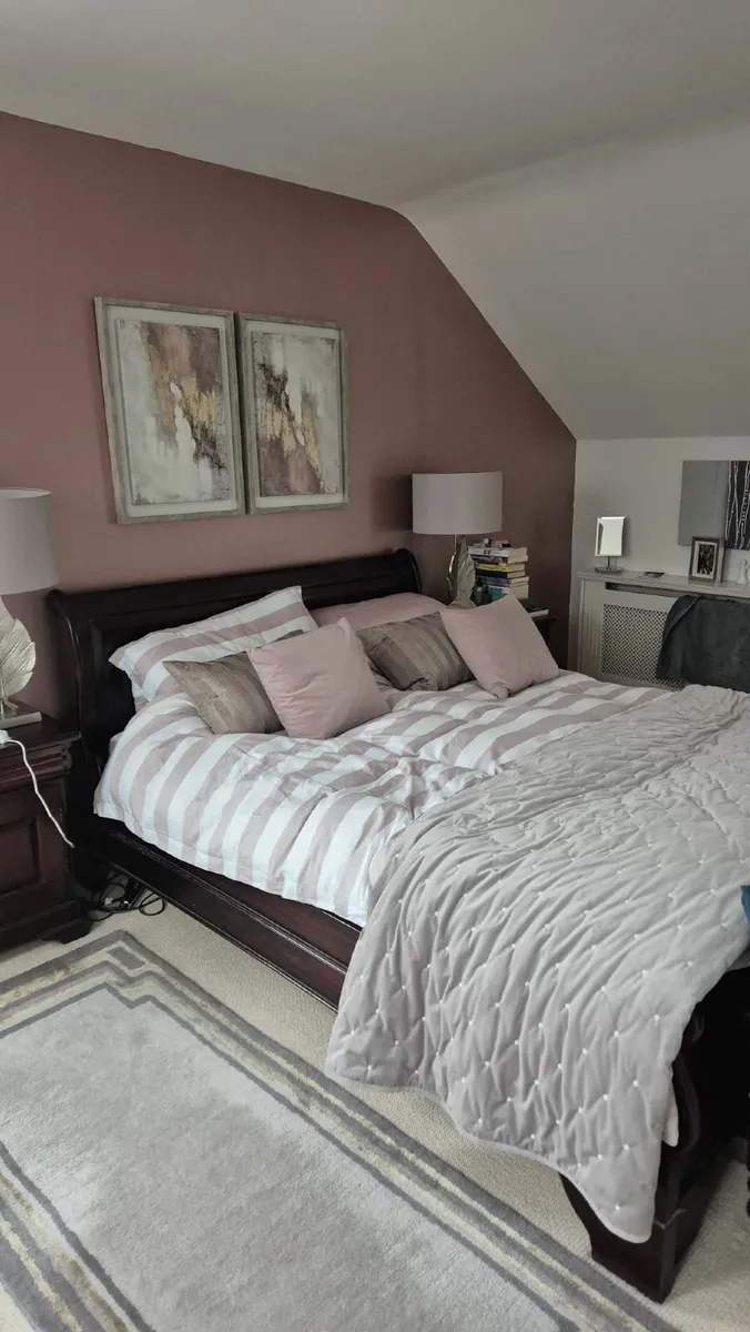 King size  Mahogany Wood Sleigh Bed (Free) - Image 1