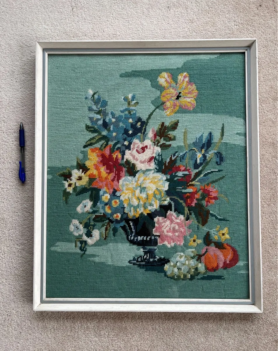 Vintage Floral Needlepoint Tapestry - Image 3
