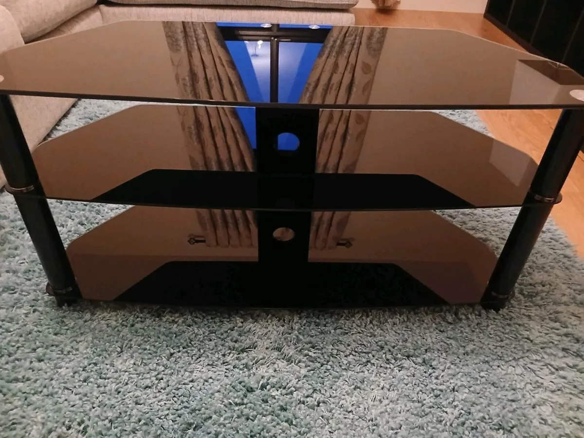 Tempered glass TV stand - Image 1