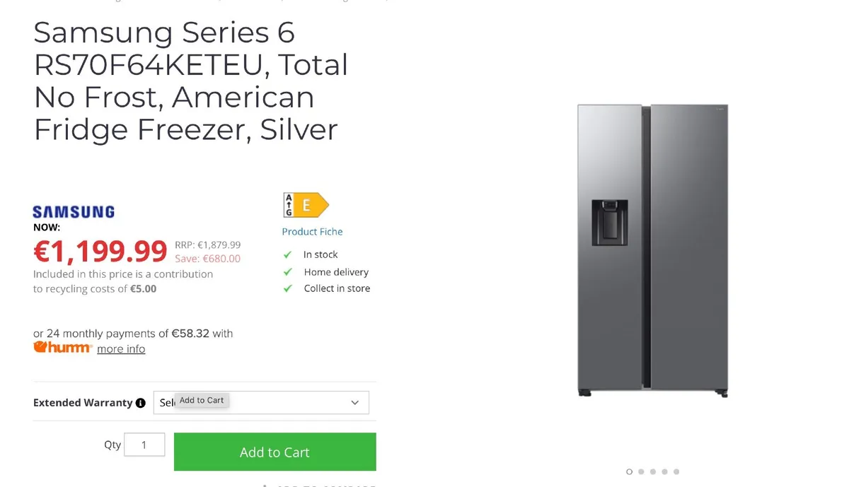 NEW Samsung Series 6  American Fridge Freezer - Image 1