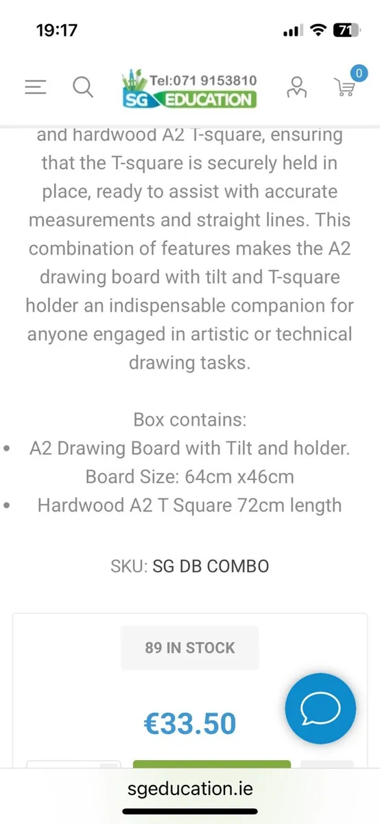 Drawing Board with tilt & hardwood T Square combo - Image 3