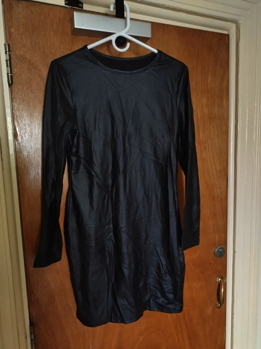Sexy black pu leather dress for crossdresser - Image 1