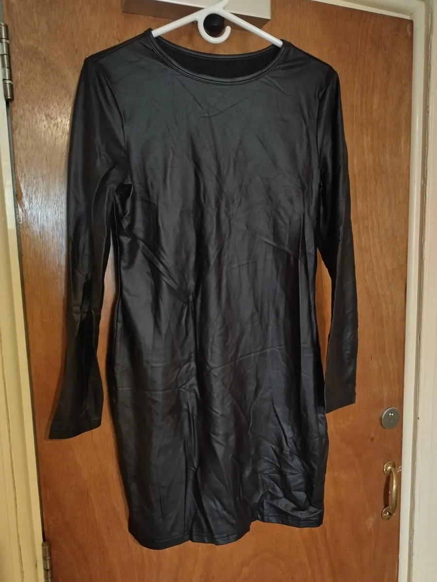 Sexy black pu leather dress for crossdresser - Image 2