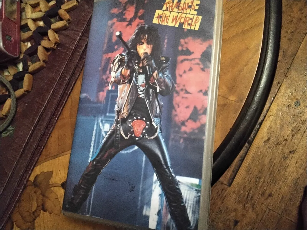 Alice cooper.     Trashes the world.  Vhs