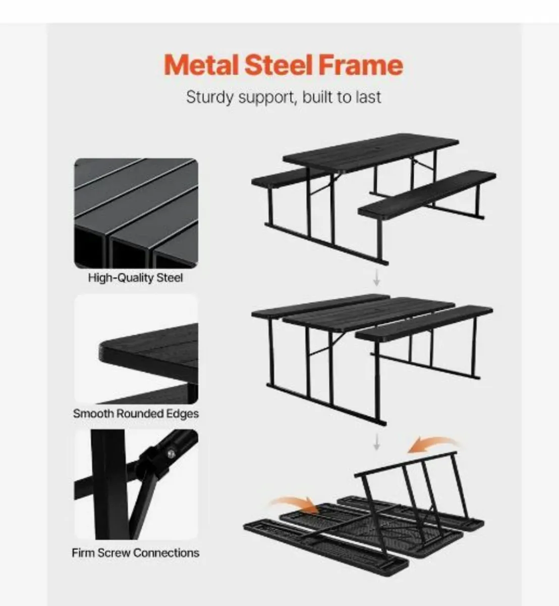 Picnic Table Foldable Steel - Image 2