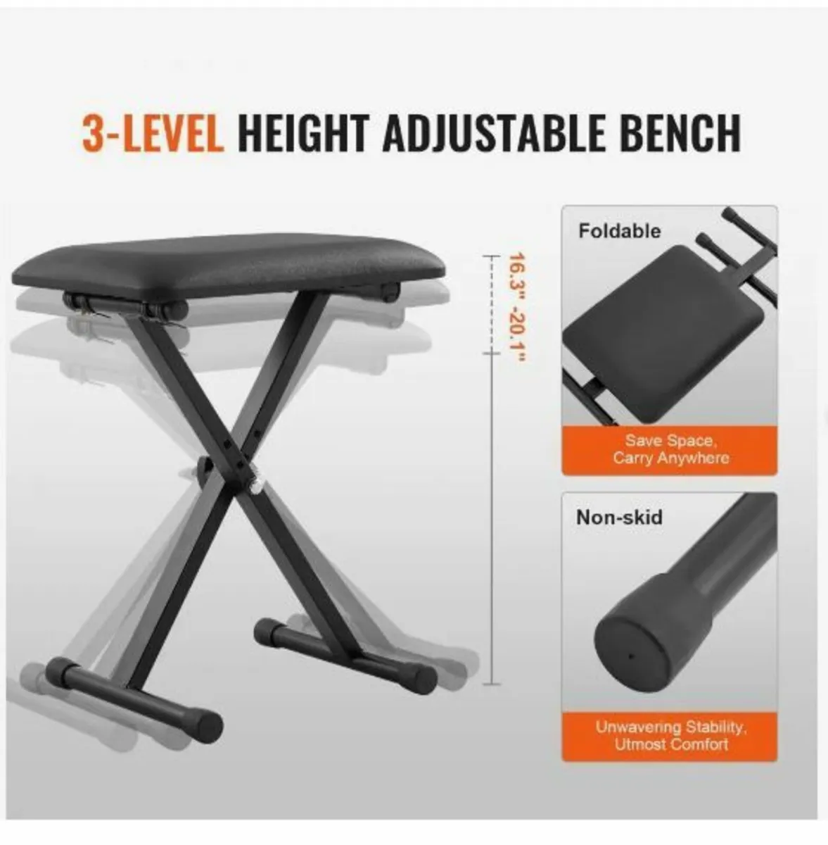 Piano Keyboard Stand and Bench Set - Image 3