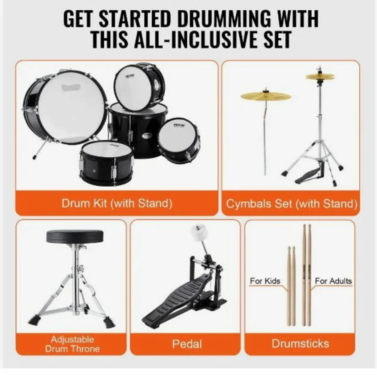 Kids Drum Set 5-Piece 16 in Beginner - Image 4