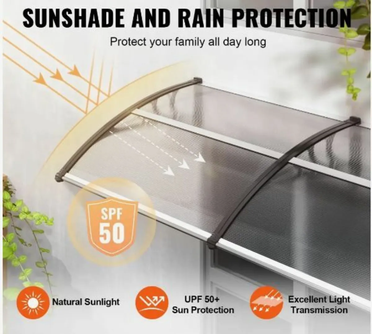 Window Door Awning Canopy, 38" x 117" Door - Image 3