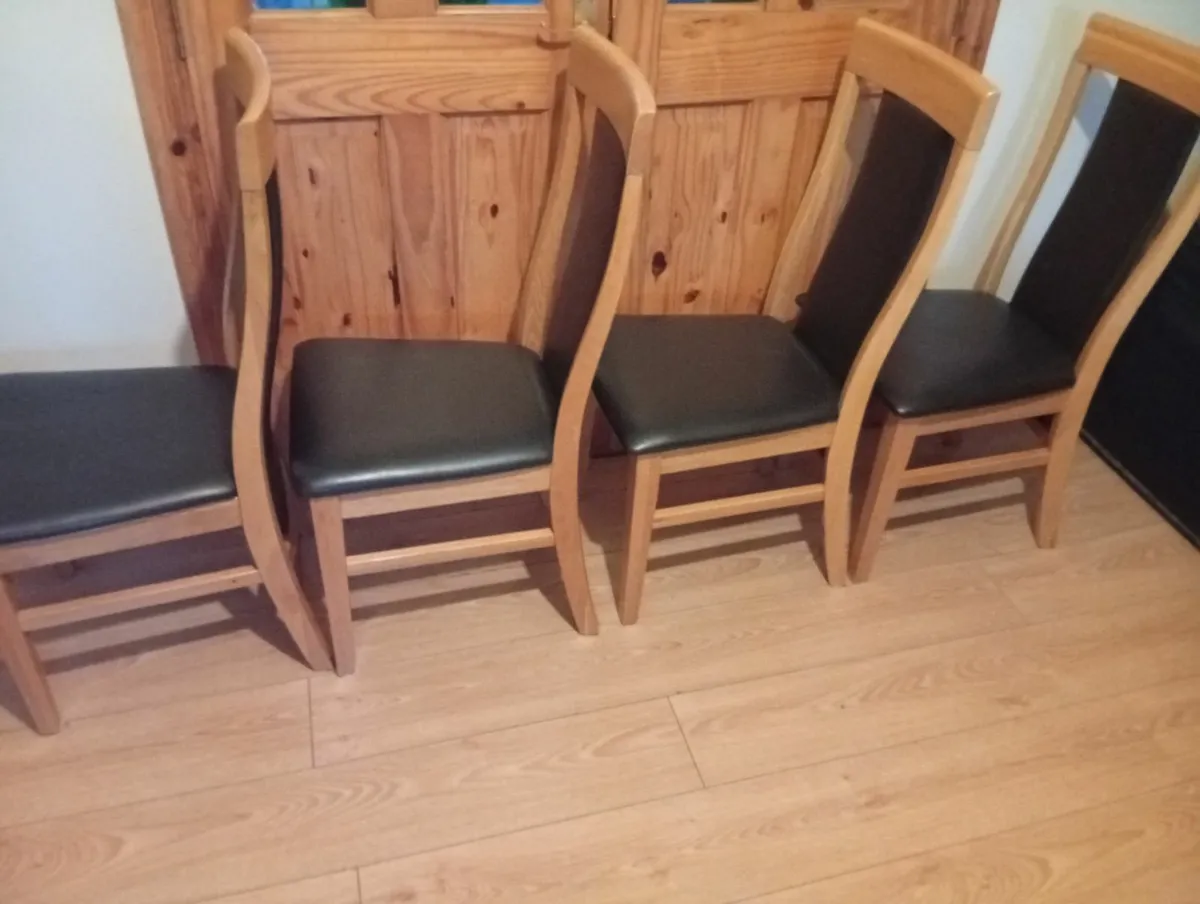 Oak Leather quality dining chairs set 6months - Image 4