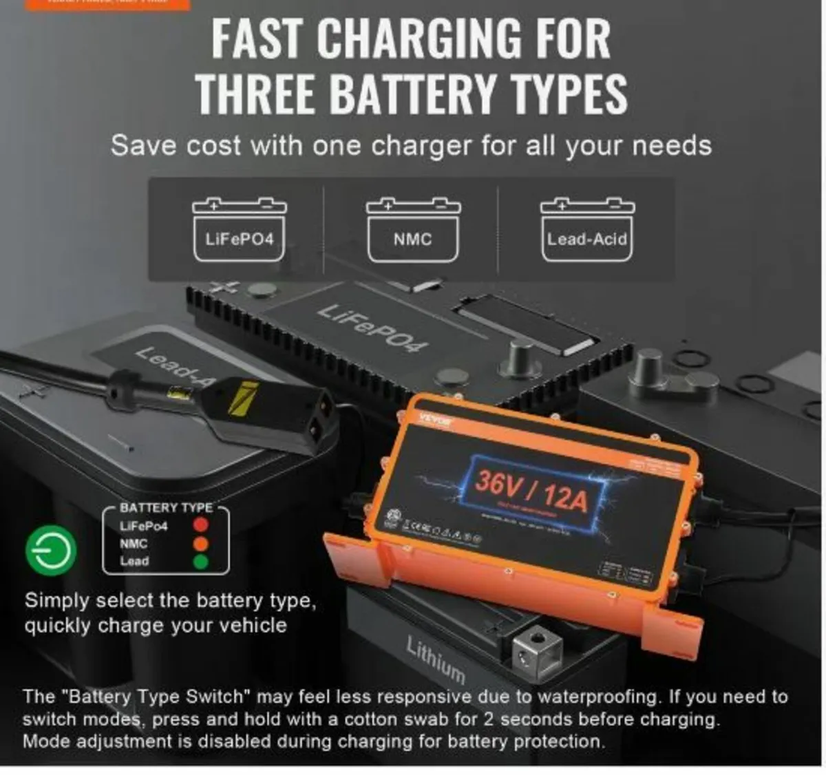36 Volt 12 AMP Golf Cart Smart Battery Charger - Image 2