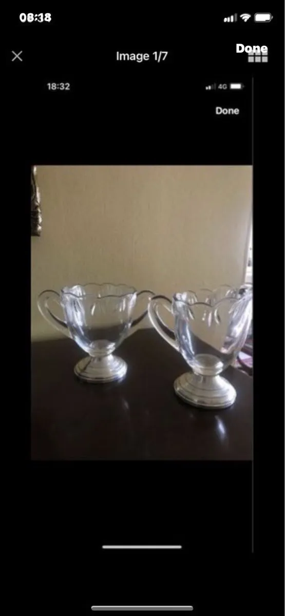 Antique Silver Footed Milk & Sugar Bowls - Image 1