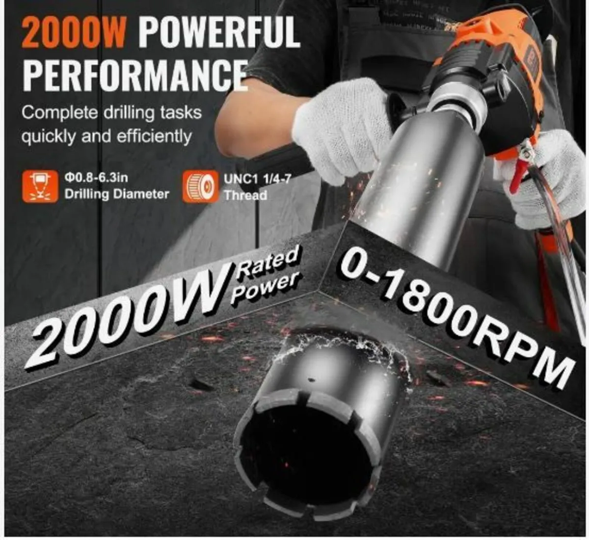 Core Drill Machine 2.03-16 cm Dia 2000W - Image 2