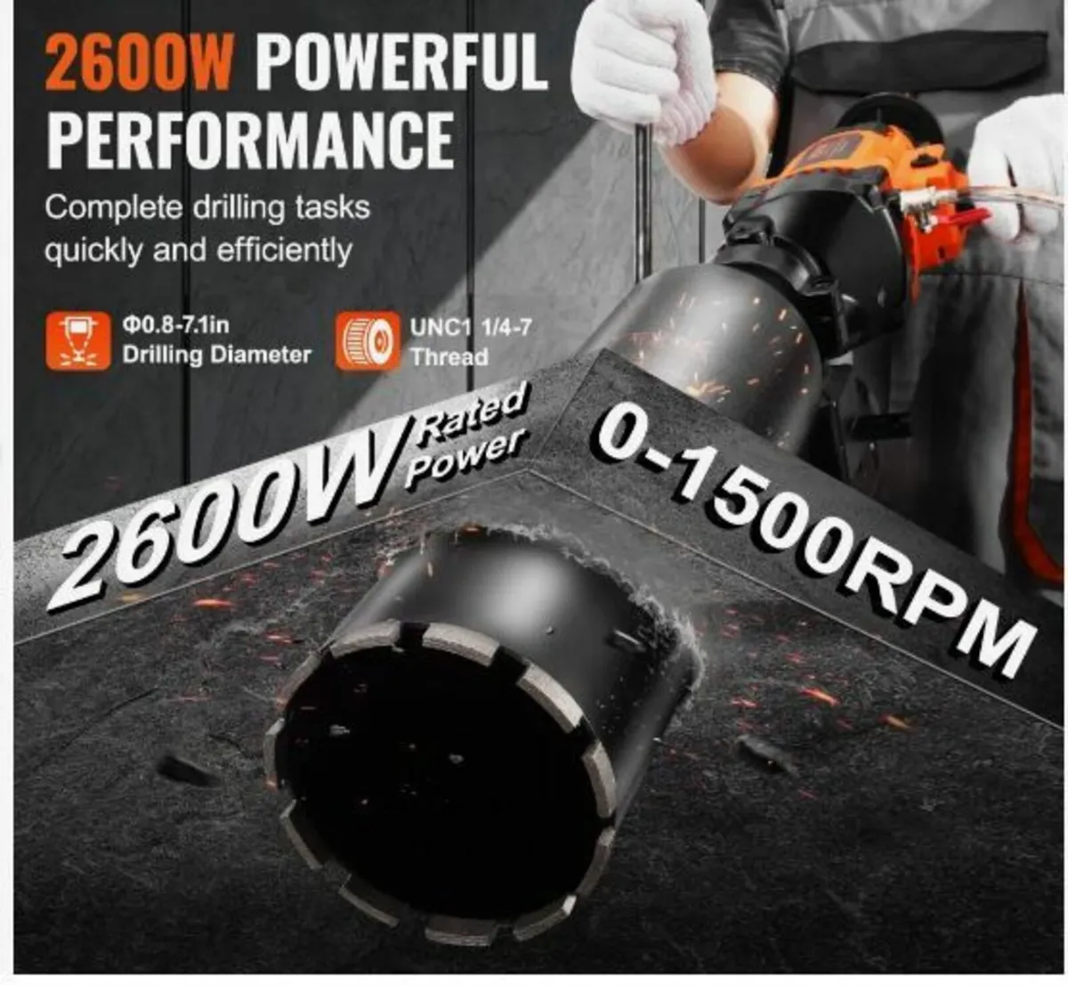 Core Drill Machine 2.03-18 cm Dia 2600W - Image 2