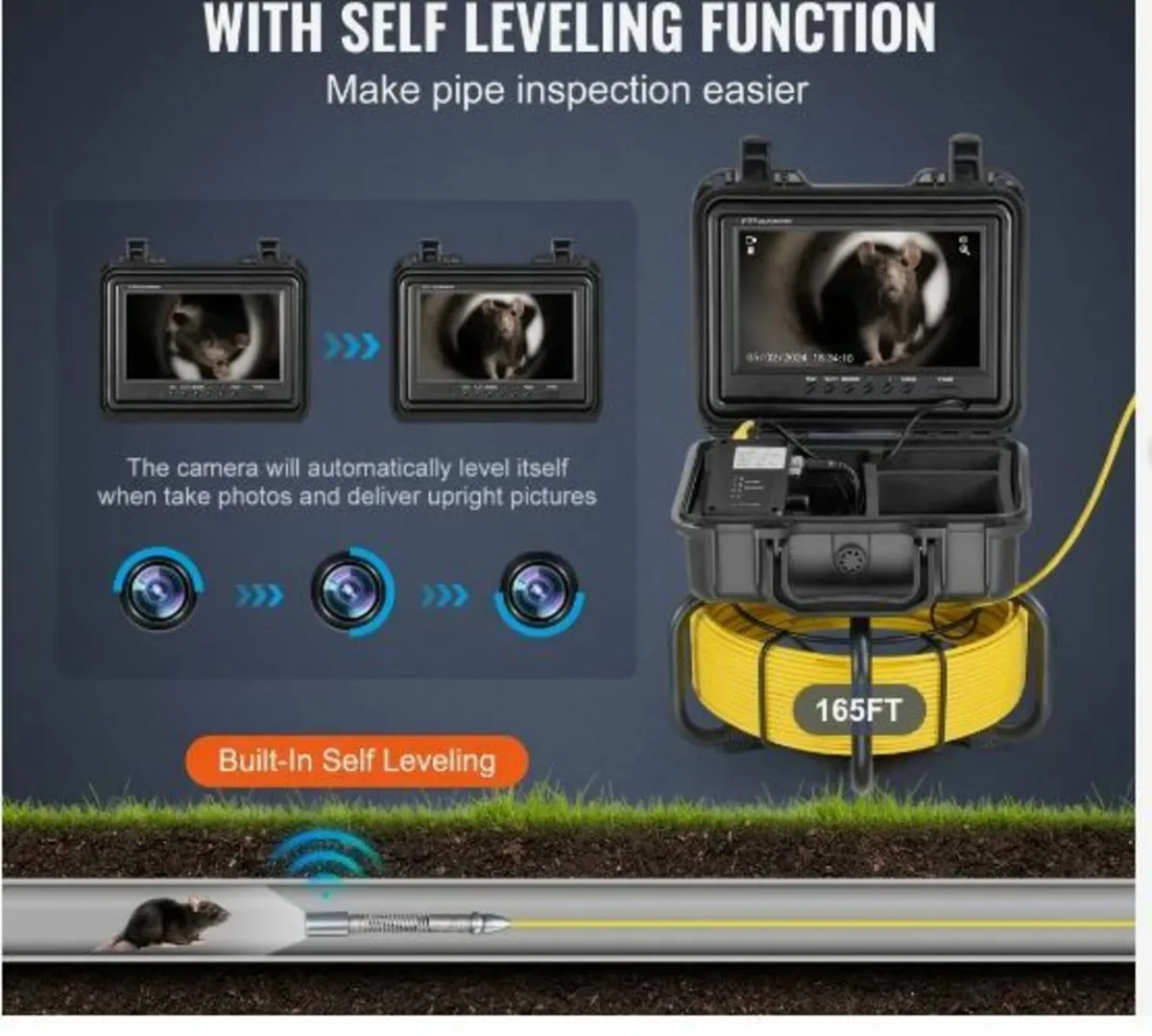 Sewer Camera 165 ft/50m Self-Leveling Drain - Image 3