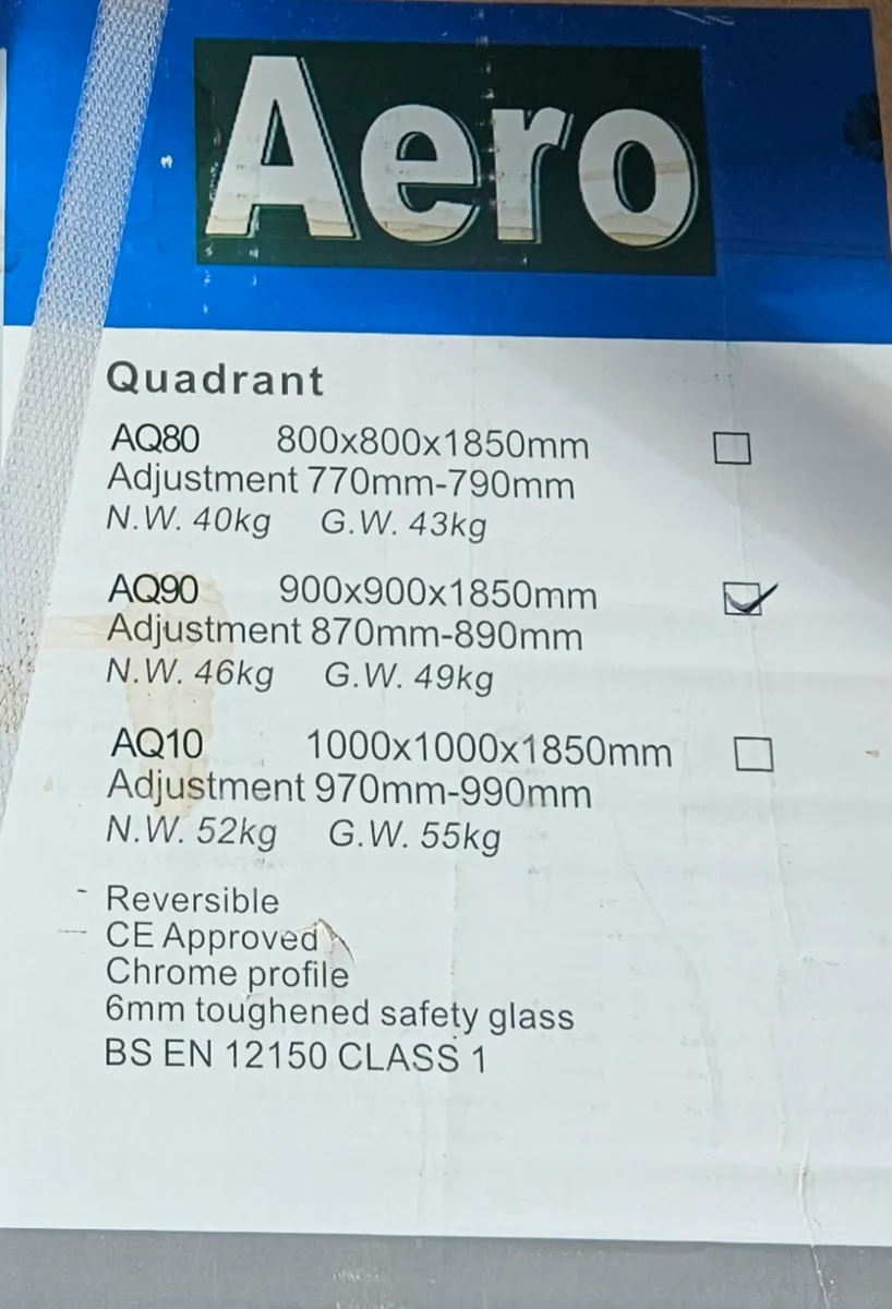 Shower Enclosure + Tray - Matrix Quadrant AQ90 - Image 2