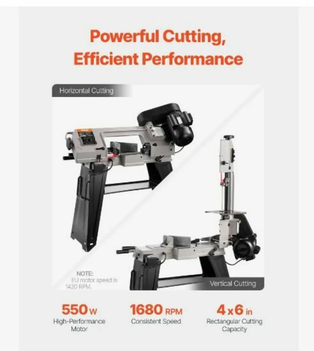 Metal Band Saw with Base, Rectangular Cutting - Image 2