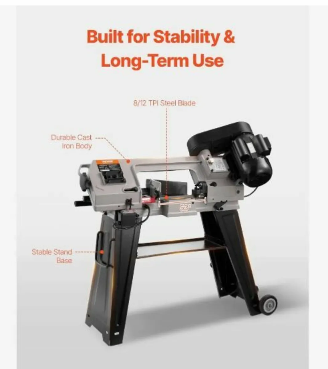 Metal Band Saw with Base, Rectangular Cutting - Image 3