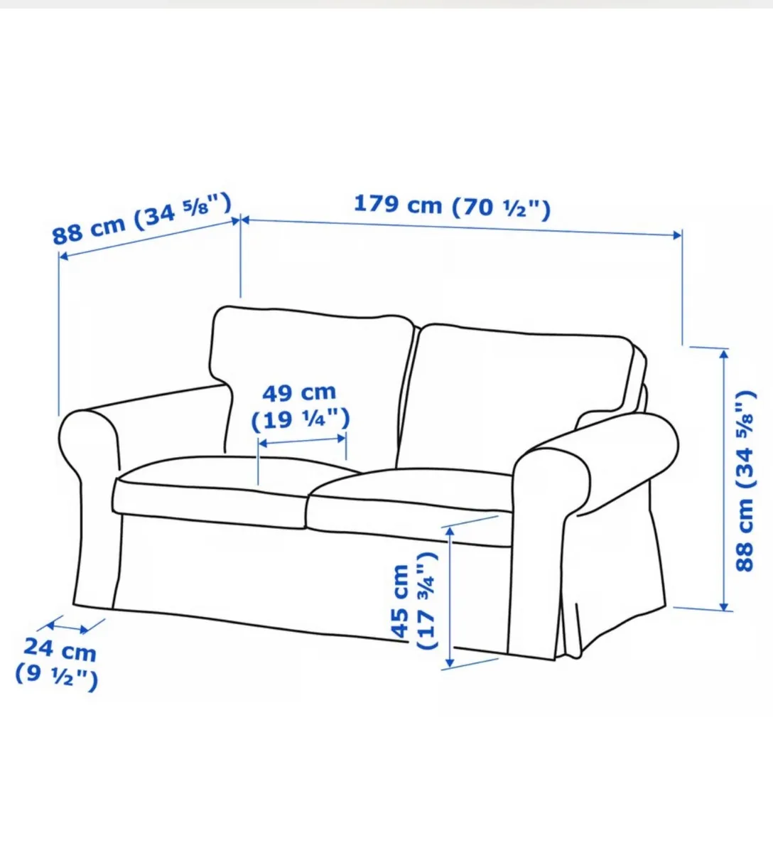 IKEA EKTORP 2-seat sofa. Blue/grey - Image 4