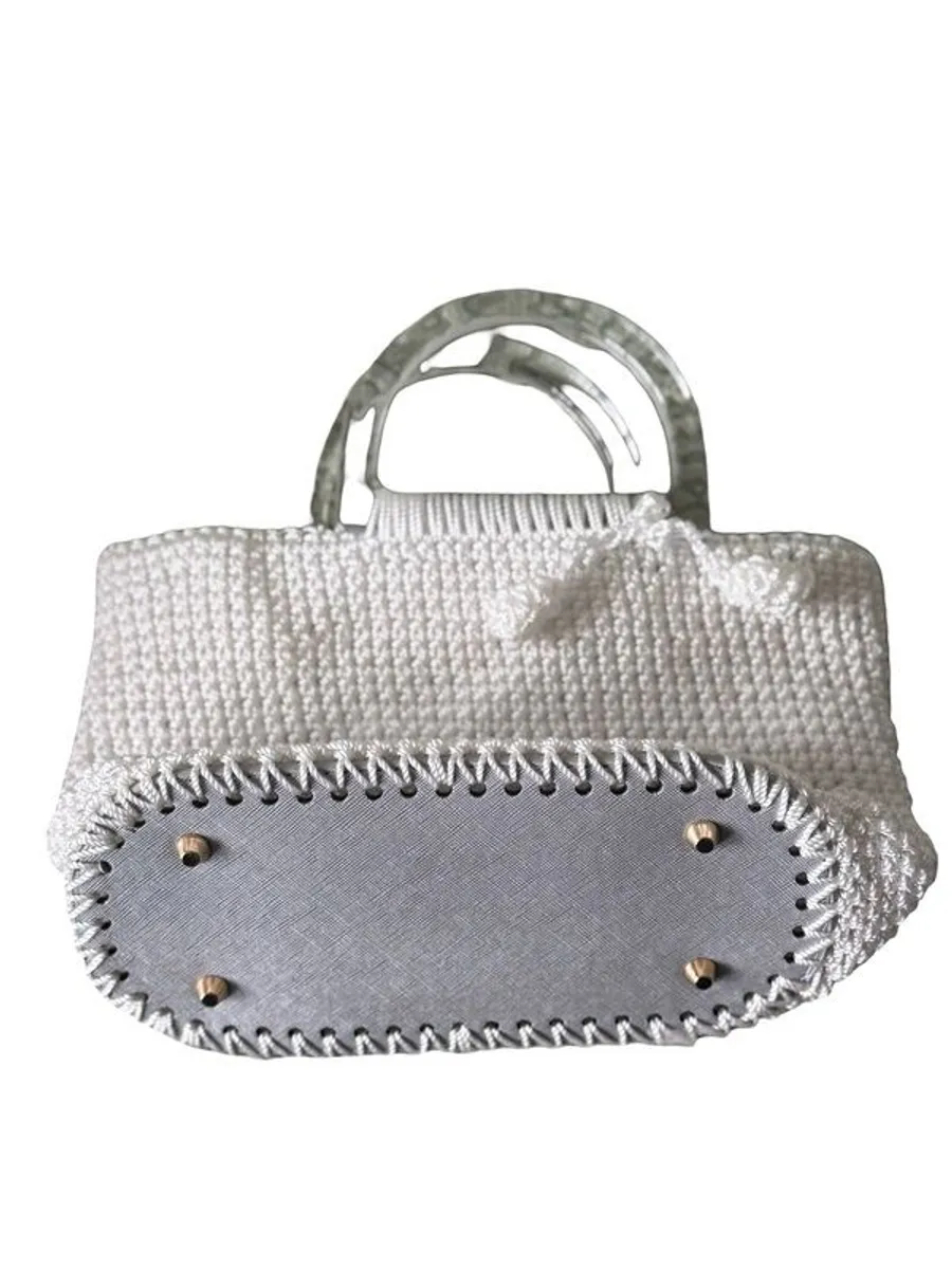Handmade Crochet bag white - Image 3