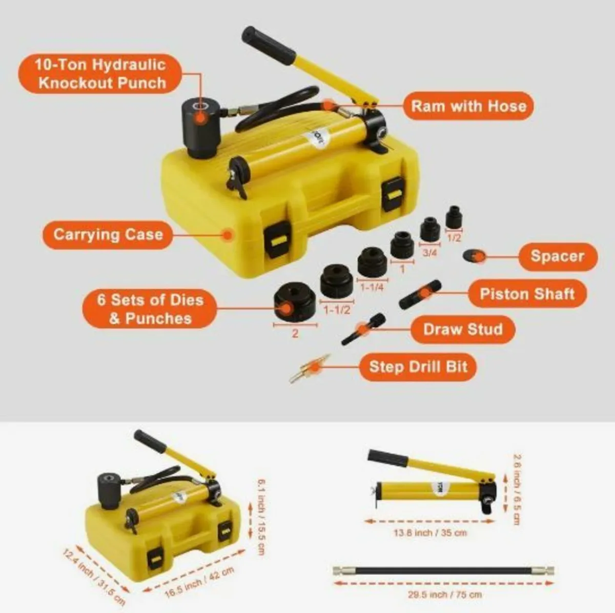 10 Ton Hydraulic Knockout Punch Kit - Image 4