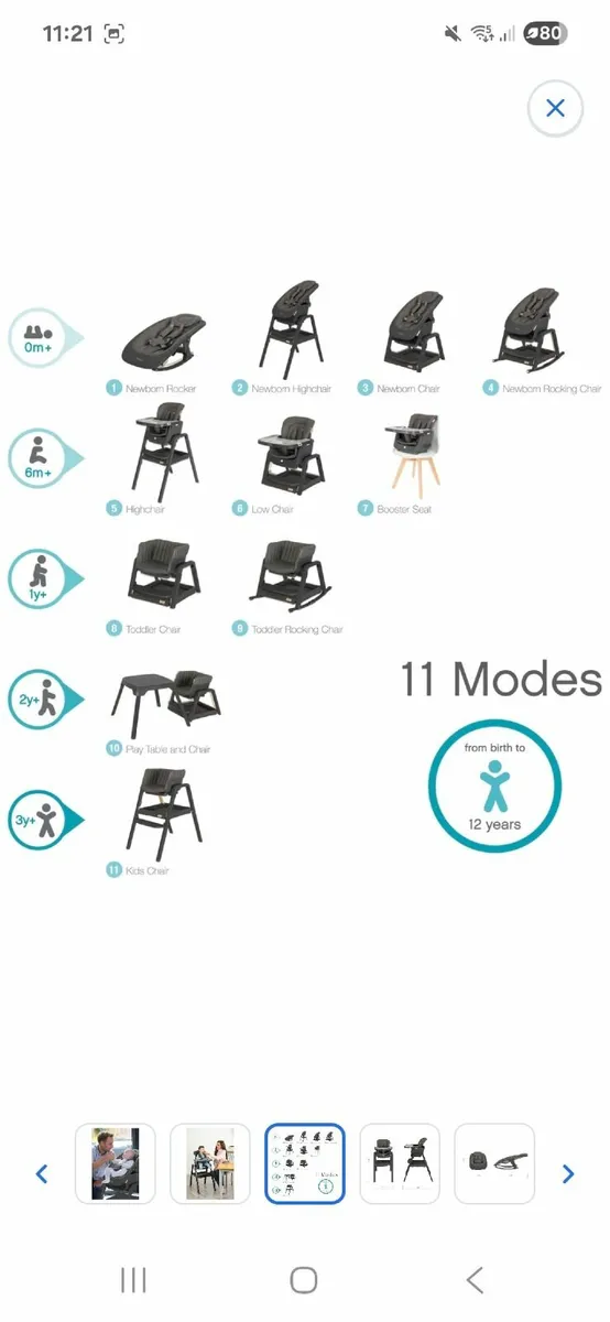 Tutti Bambini Nova Lite High Chair and Rocker Grey - Image 1