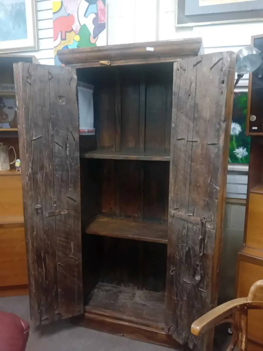 Rustic Indian Hardwood Cupboard - Image 4