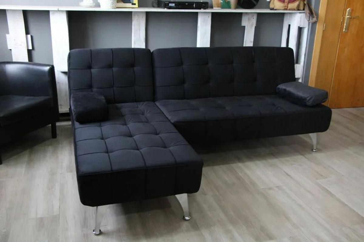 Black Velvet Nordic Comfort Chaise Sofa,198cm - Image 2