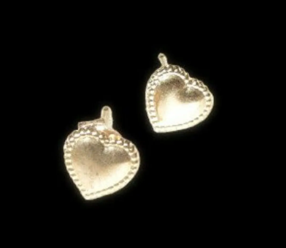 Small Vintage 9ct Gold Heart Earrings-Unworn - Image 2