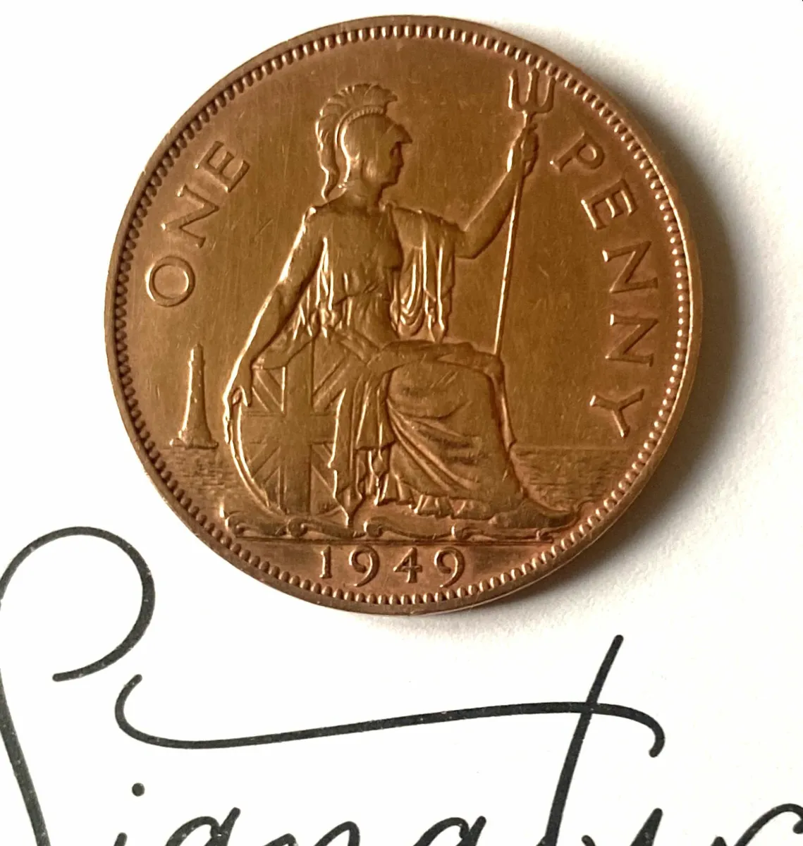 Georgivs vi. penny from 1949, Free Post - Image 3