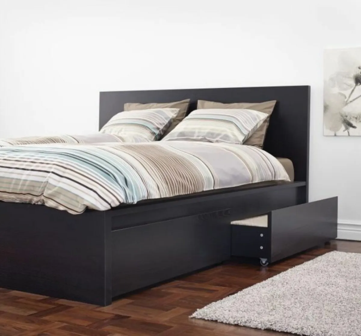 Black SuperKing Bed w 4 drawers Mattress Optional - Image 1