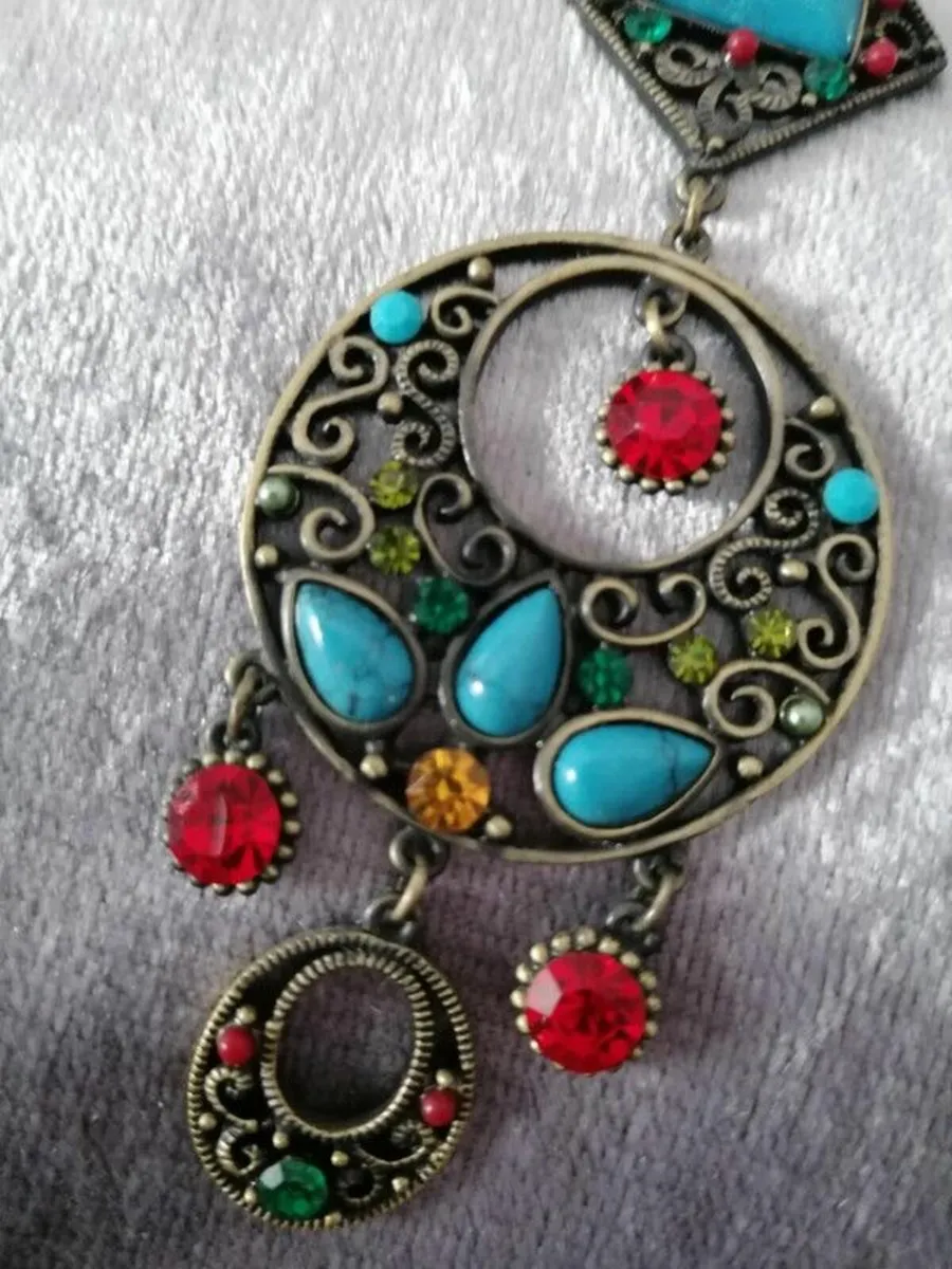 Vintage Boho Statement Necklace & Earring Set - Image 3