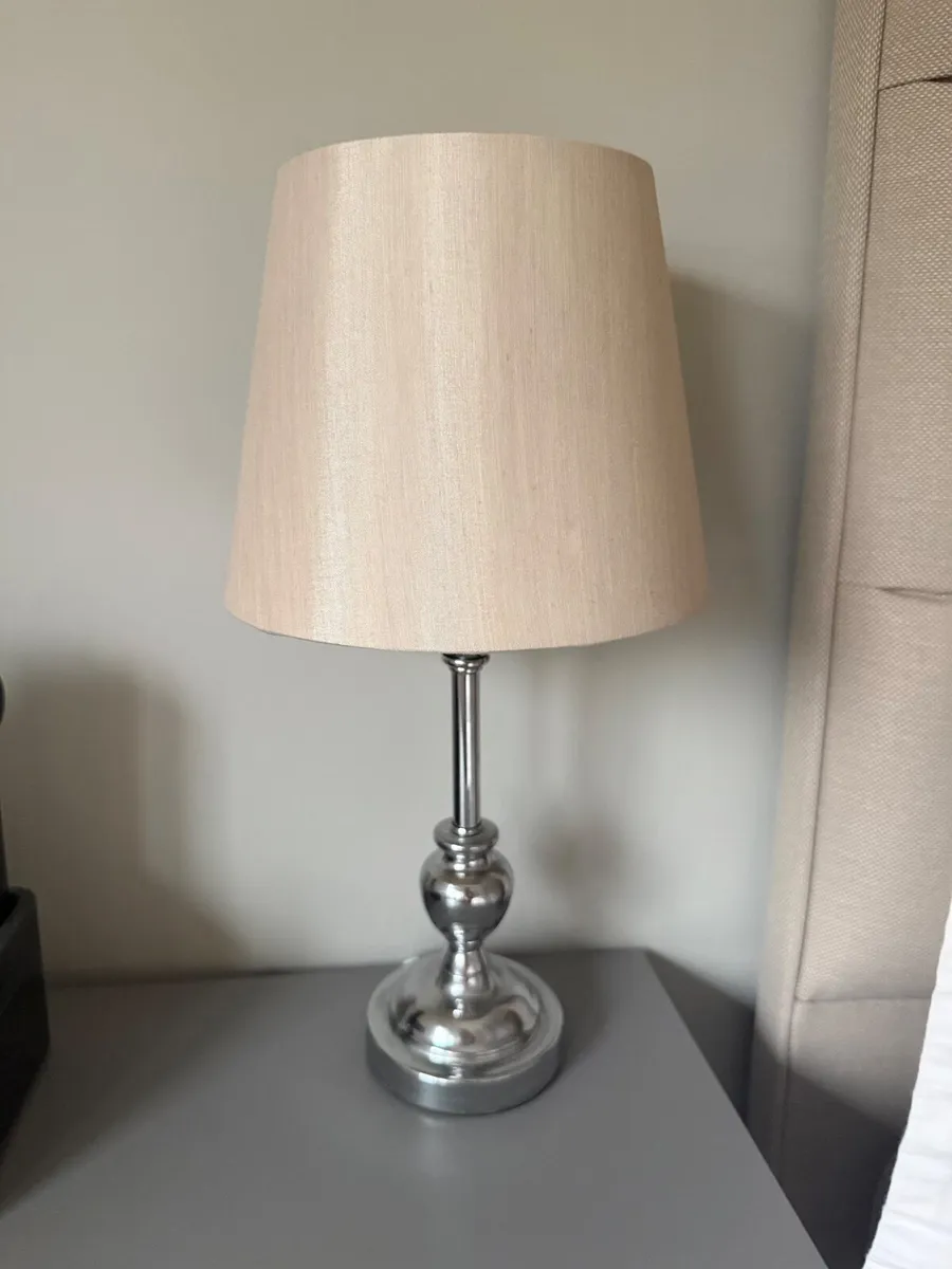 Two silver and grey lamps