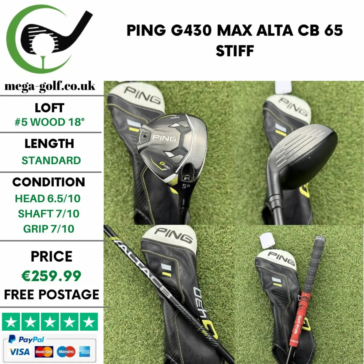 PING G430 MAX #5 WOOD 18° / ALTA CB 65 STIFF - Image 1