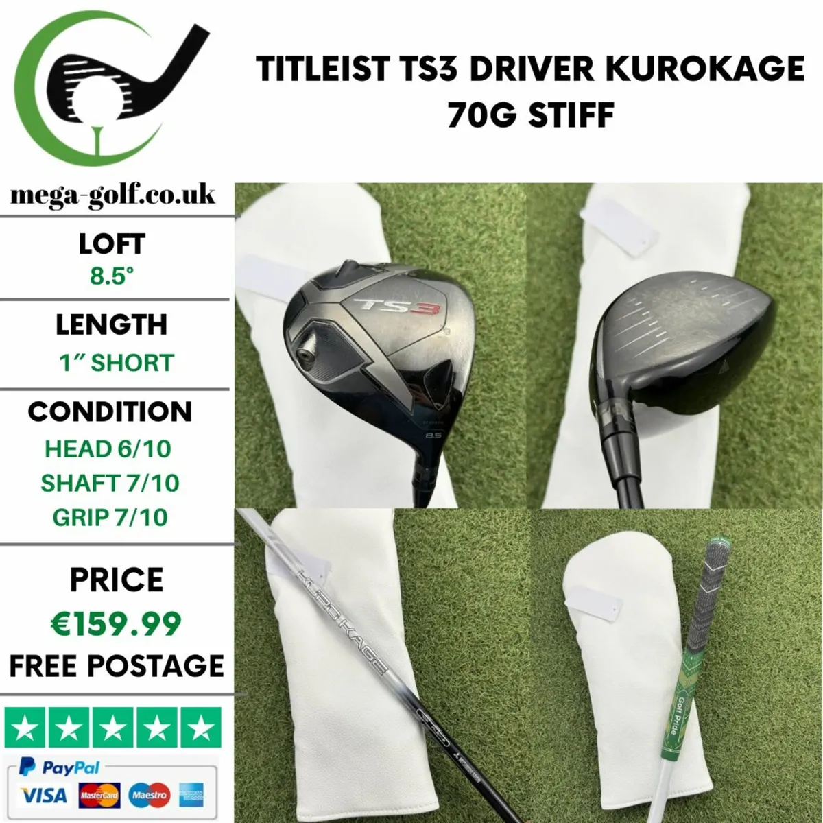 TITLEIST TS3 DRIVER / 8.5° / KUROKAGE 70G STIFF - Image 1