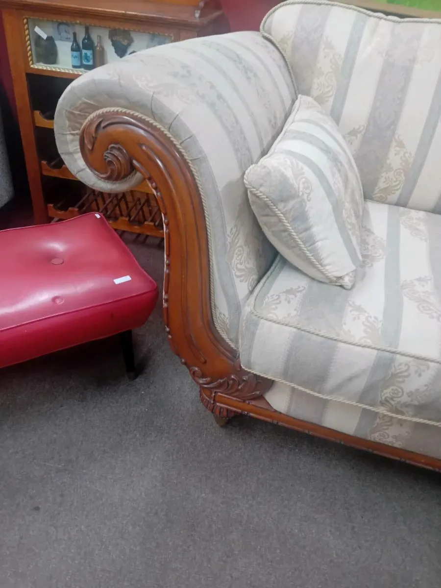 Large Scroll End Wood Frame Sofa - Image 2
