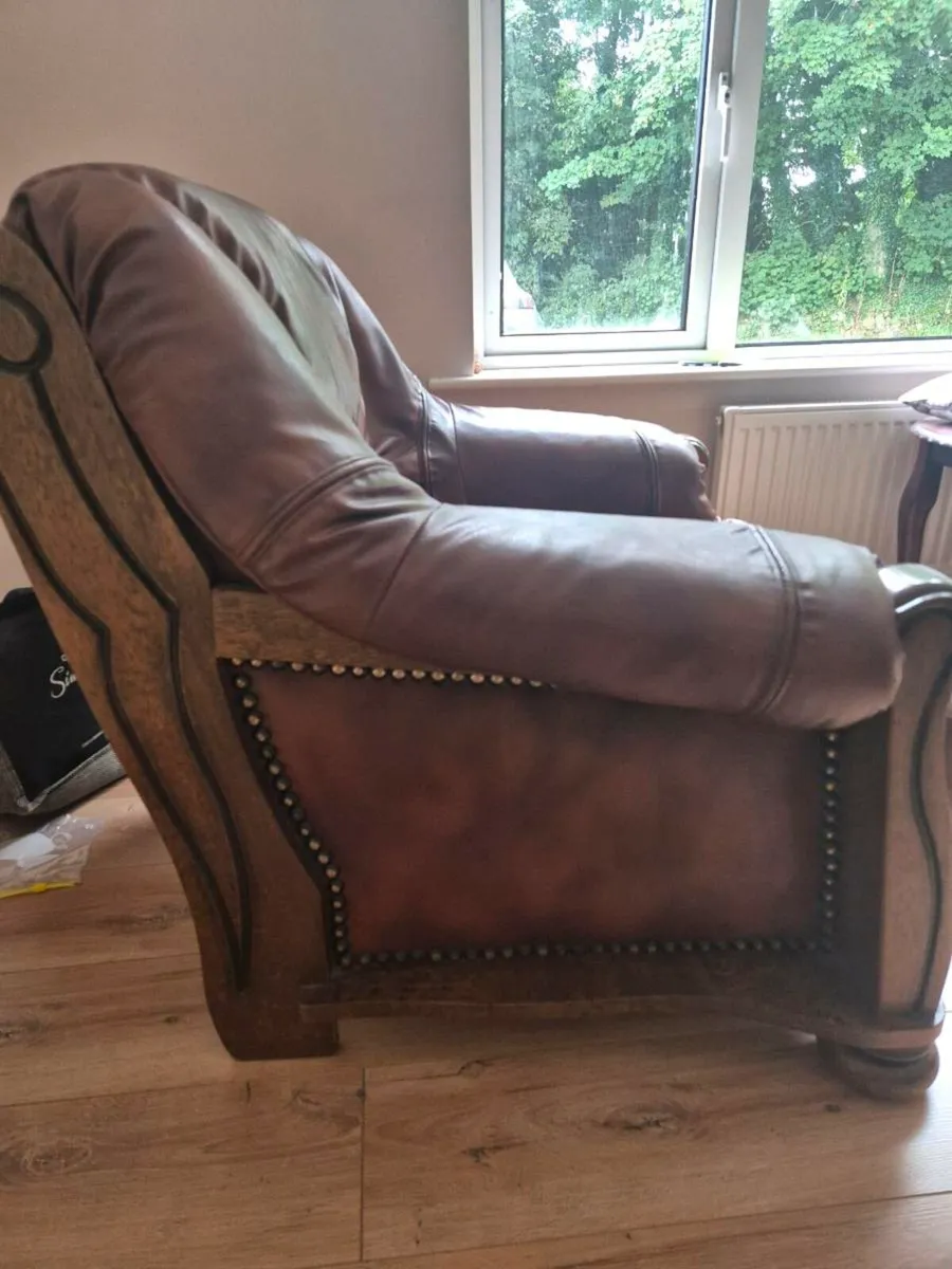 Brown Leather Armchair - Image 2