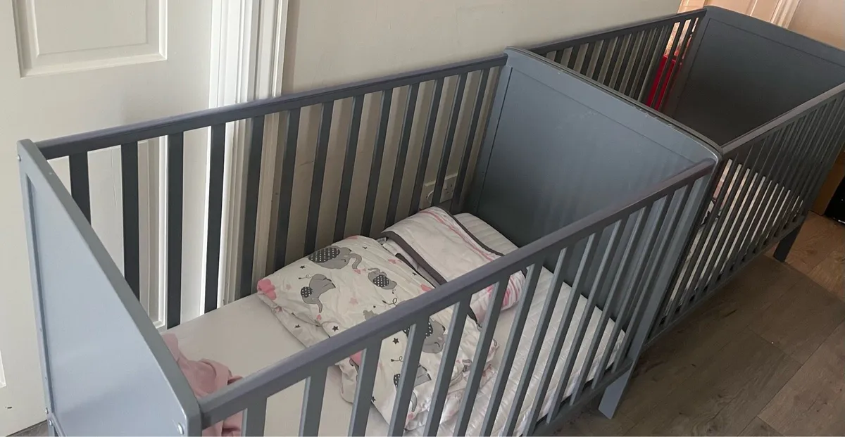 Two Baby Elegance Grey Cots - Image 1