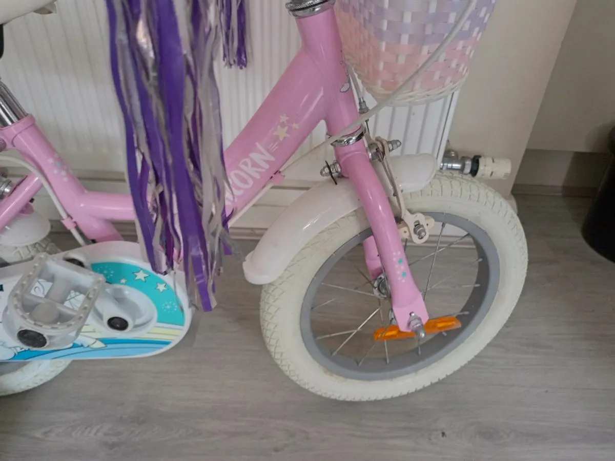 Kids unicorn bike size 14 inch wheels. - Image 4