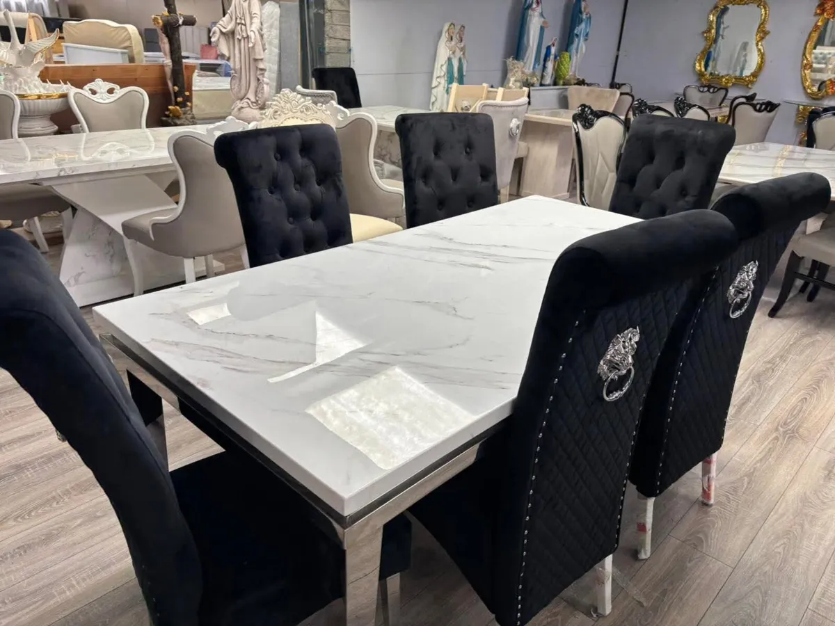 1.6m Kitchen Dining Table With 6 Chairs - Image 2