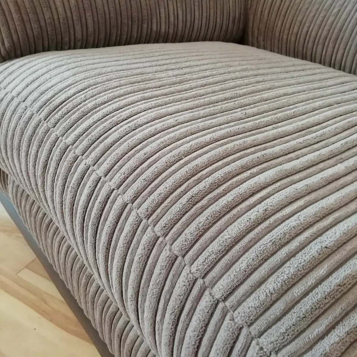 Corduroy Sofa. Taupe. As new, never used. - Image 2
