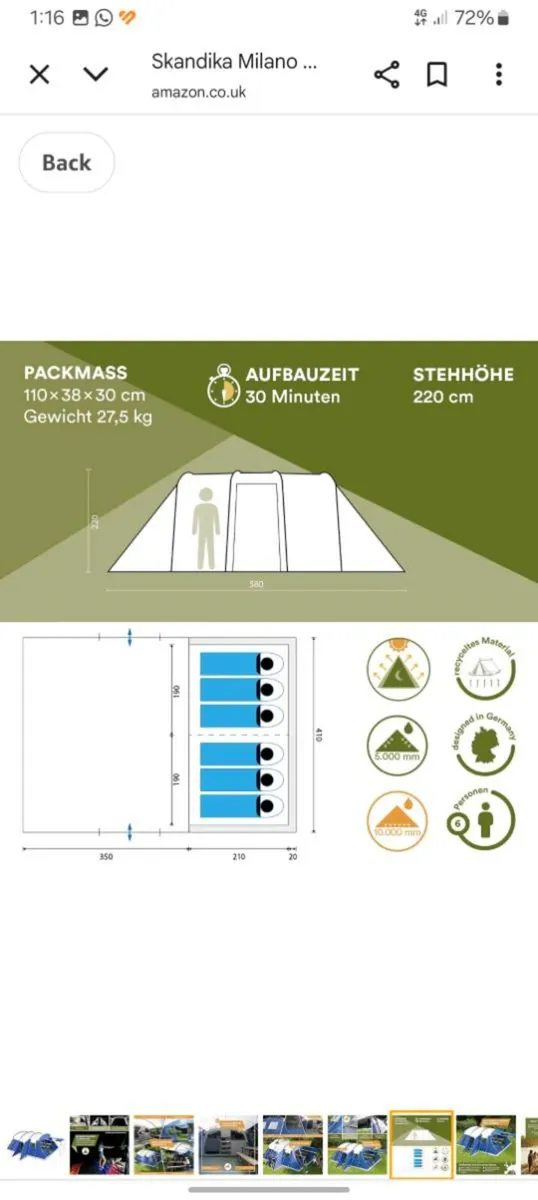 Skandika Milano 6 Man Tent/Large - Image 2