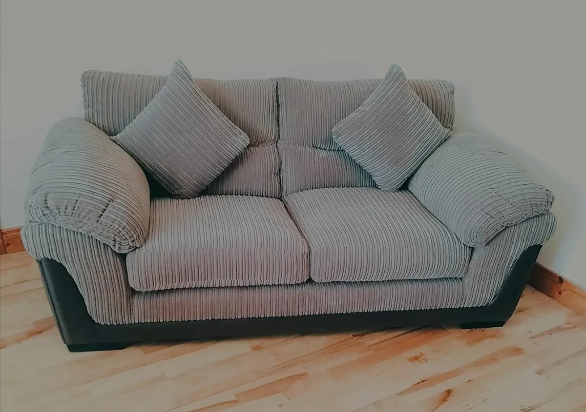 Corduroy Sofa. Taupe. As new, never used. - Image 1