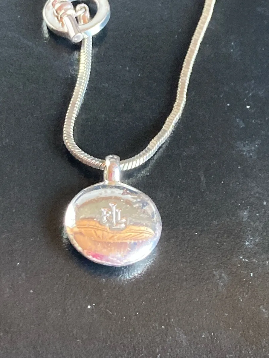 Ralph Lauren silver tone pendant and chain - Image 1