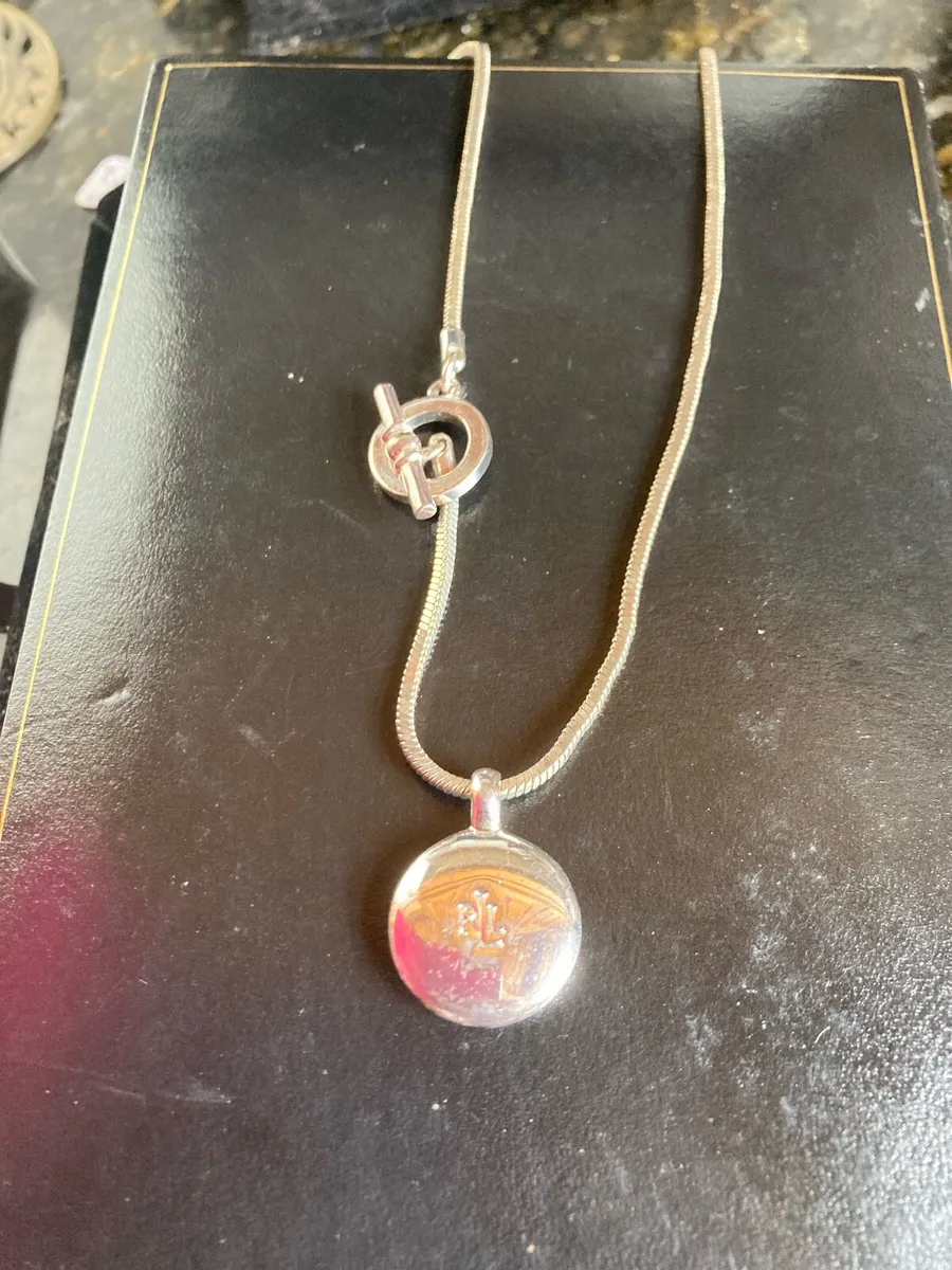 Ralph Lauren silver tone pendant and chain - Image 3