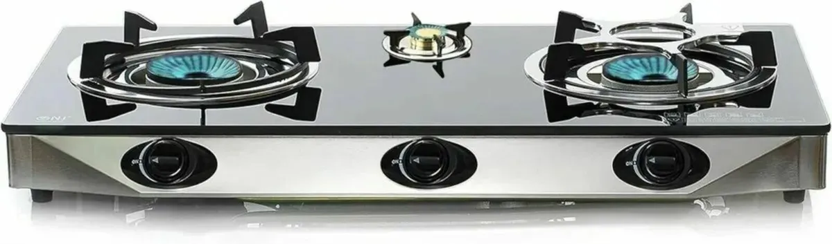 Gas Stove 2 Burner Black Glass Hob Cooker Set - Image 3